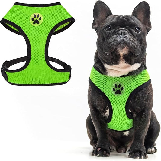 BINGPET No Pull Dog Harness,Soft Mesh Breathable All Weather Vest Harness,Safety Protection Design Durable Adjustable Step-in Easy Walk Dog Harness for Small Medium Large Dogs(Green,L)-PawvioPets