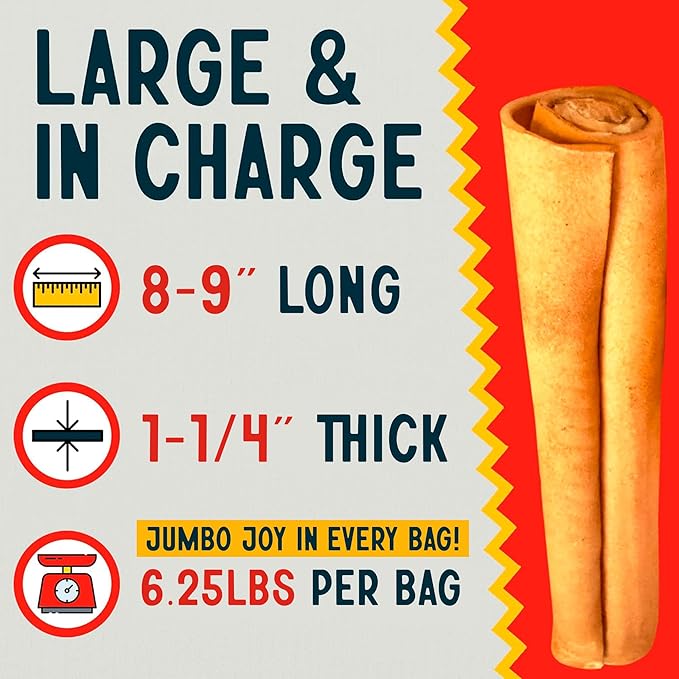 Canine Chews 8-9" Chicken Basted Rawhide Retriever Rolls - Pack of 25 Chicken-Flavored Long-Lasting Dog Rawhide Chews - Protein-Dense Jumbo Rawhide Bones For Large Dogs - Treats for Aggressive Chewers-PawvioPets