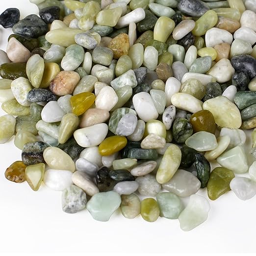 5 lbs Jade Pebbles for Indoor Plants, 3/8" Plant Rocks for Pots Indoor, Decorative Small Stones for Plants, Bamboo,Vase, Succulent, Highly Polished Small River Rocks-PawvioPets