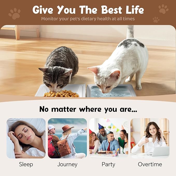 Automatic Cat Feeder with Camera,5G/2.4G WiFi Pet Feeder,2K HD Video and Night Vision,Easy APP Operation,Low Food and Food Clogging APP Tips,Water and Grain Large Capacity Feeder-PawvioPets