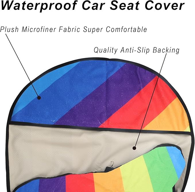 Car Seat Cover Protector Front Seats,for Gym Workout,Running,Swimming,Beach and Hiking,Waterproof Sweat Towel Bucket Seat Covers for Cars SUV Trucks (Rainbow, 2Pcs)-PawvioPets