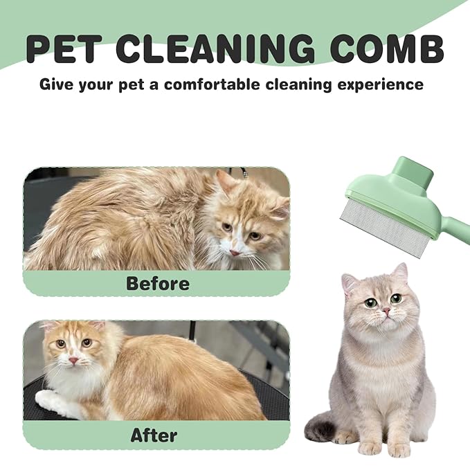 2PCS Flea Comb for Dogs & Cats，flea Comb for Cats with Release Button Self-Cleaning，lice comb for Shedding Pet Hair-PawvioPets