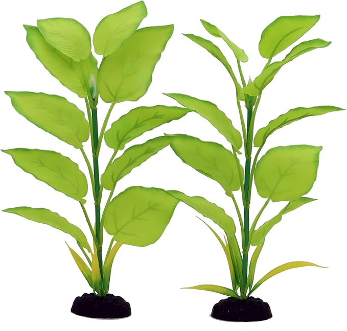 2-Pack 12 Inch Aquarium Silk Aquarium Plants, Artificial Plastic Plant for Small Tank, Goldfish, Fish Hides (Light Green, 12 Inch)-PawvioPets