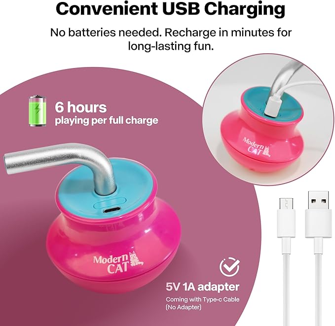 Cat Laser Pointer Toy for Bored Indoor Cats, Automatic Interactive Cat Toy, 360° Laser Rotation, USB Rechargeable, Wooble Base-PawvioPets