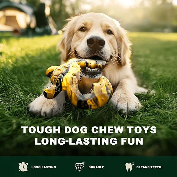 Durable Dog Chew Toy for Aggressive Chewers - Tough Nylon Bone for Medium Breeds, Interactive Teething Toy with Real Bacon Flavor, Keeps Dogs Busy, Christmas Birthday Gifts for Dogs-PawvioPets