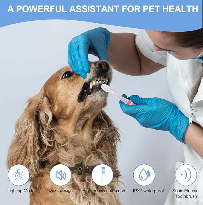 Dog/Cat Electric Toothbrush, Pet Electric Toothbrush with Searchlight/Soft Bristles, Suitable for Small Dogs and Cats-PawvioPets