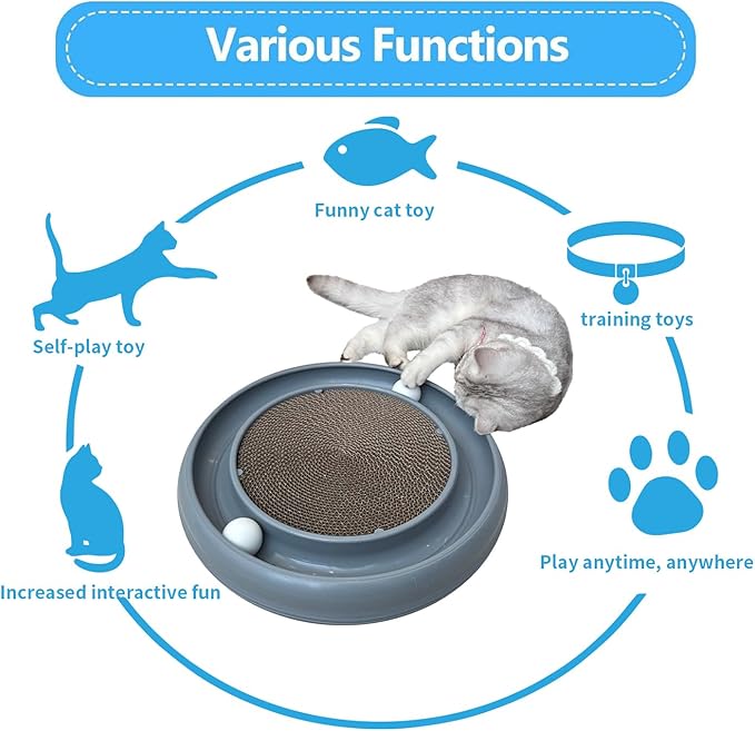 Cat Ball Toy Cat Track Balls Replacement Track Balls for Turbo Round Scratcher Toy (4 pcs), White-PawvioPets