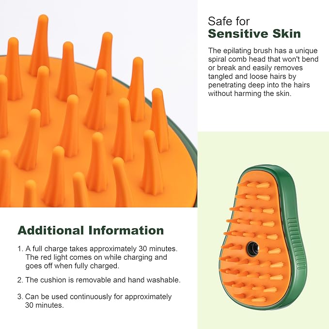 3-in-1 Steam Brush for Cat and Dog Deshedding - Portable Pet Hair Removal Tool for Indoor Shedding, Grooming Supplies-PawvioPets