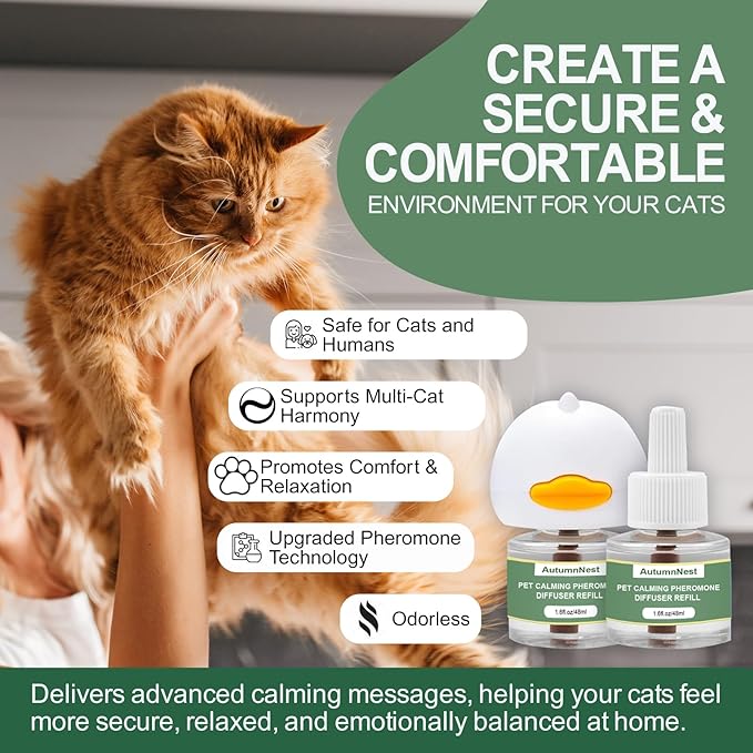 Cat Calming Pheromone Diffuser Set, Pet Calming Plug-in Kit (2 Diffusers + 4 Refills), Reduces Cat Stress, Aggression, Fighting, Marking, Meowing, Travel, Vet Visit Anxiety, 120 Days, Non-Toxic, Safe-PawvioPets