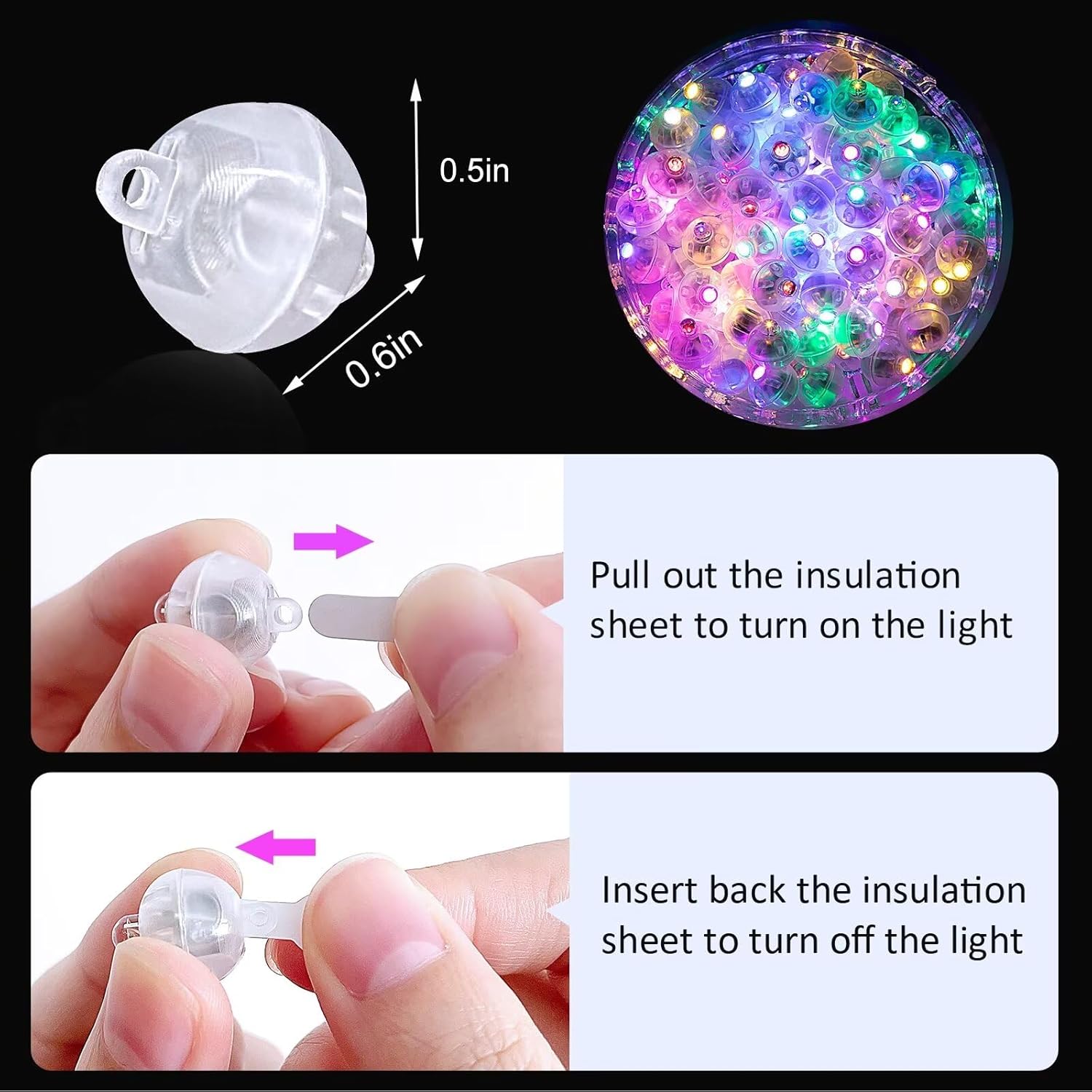100Pcs Balloon Lights with Lanyard, Long Standby Time Mini Balloon Lights, LED Multicolor Flash Round Ball Lamp for Paper Lantern, Wedding, Birthday Halloween Easter Christmas Decorative