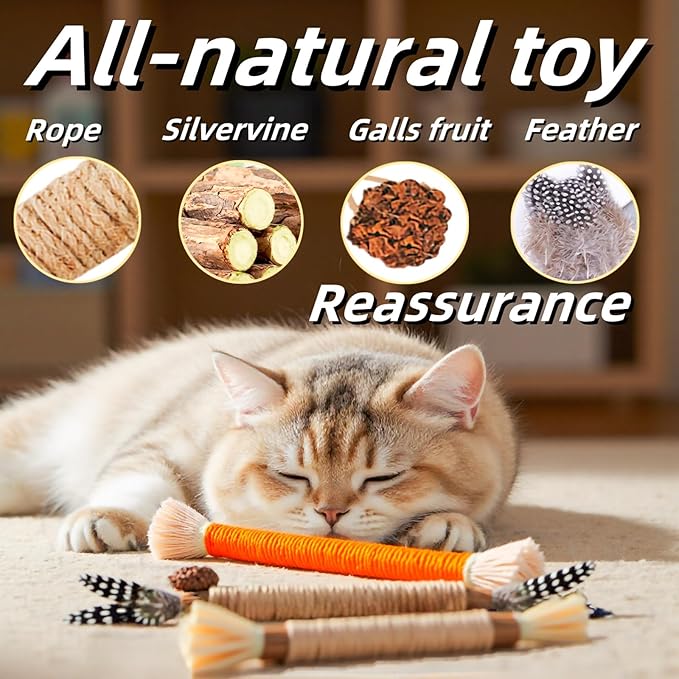 Cat Toys 3Pack Silvervine Chew Stick Kitten Treat Catnip Toy Kitty Natural Stuff Catnip for Cleaning Teeth Indoor Dental Snack Interactive-PawvioPets