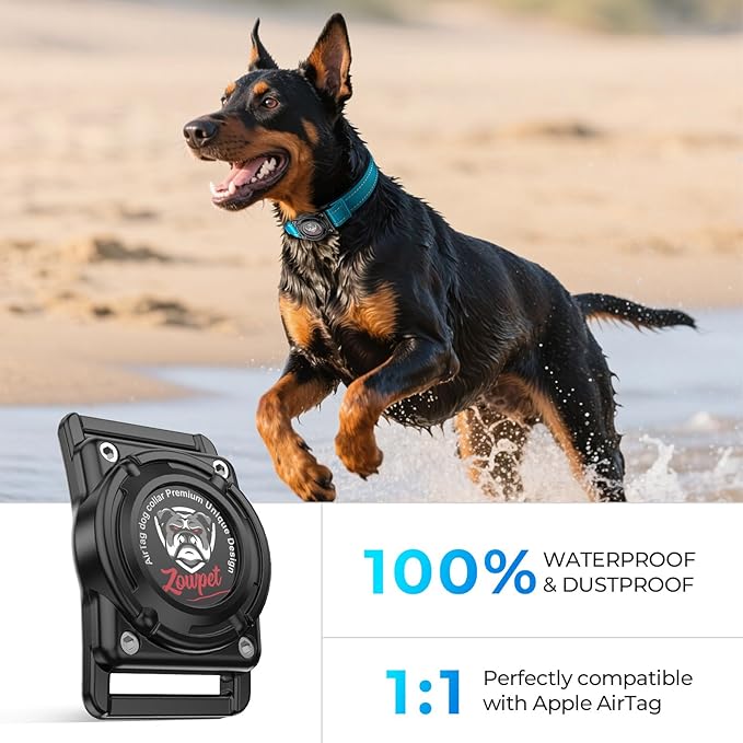 2025 Upgrade Airtag Dog Collar, Reflective Dog Collar with Airtag Holder, IP68 Waterproof| Metal Buckle| Ultra-Durable| Comfortable Padded, GPS Dog Collars for Medium Large Dogs (Blue,XL)-PawvioPets