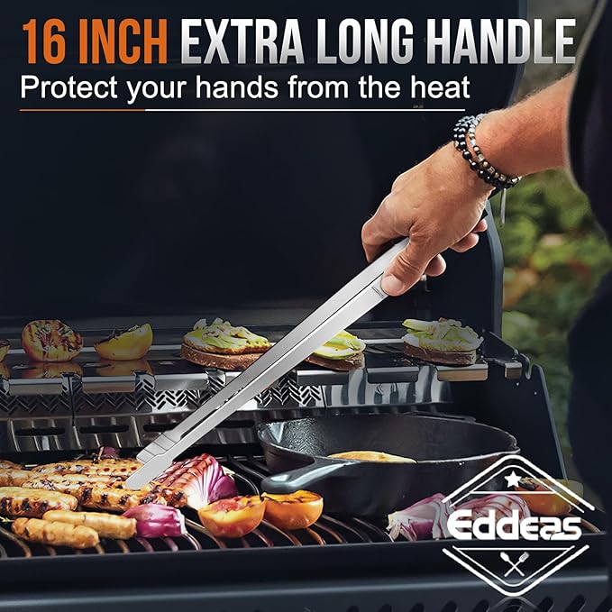 16 Inch long Kitchen Tweezers - 2 Pack large Tweezer Tongs for Cooking, Heavy Duty Stainless Steel Heat Resistant 600°F Food tweezers, Dishwasher safe-PawvioPets