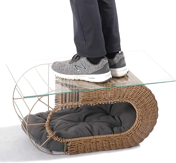 Fun Stackable Wicker Cat Hideaway House - Interactive Play Rattan Cat House for Indoor Cats Kitty, Pet Friendly Top/Side House Entry, Cat Bed Enclosed-PawvioPets