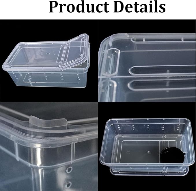 Critter Keeper 2-Pack, Cricket Cage & Reptile Feeding Box 12.59"x8.66"x5.9" Transparent Portable Plastic Snake Habitat Escape-Proof Ventilated Design for Gecko, Tarantula, Scorpion, Spider, Frog-PawvioPets