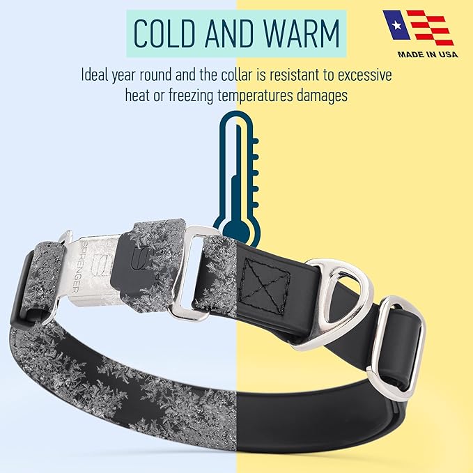 Dogline Biothane Waterproof Dog Collar with Herm Sprenger Stainless Steel Quick Release Buckle – Heavy Duty Tactical Durable Collar for Dogs – Comfortable and Safe Pet Collar, W 1" L 15-25", Black-PawvioPets