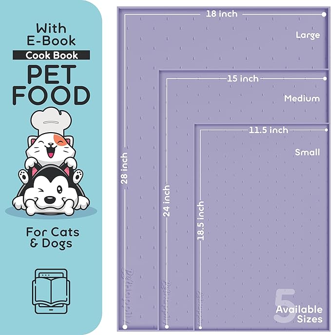 Dog Food Mat - 28x18 Raised Edges Dogs Mat for Food and Water Prevent Spill, Waterproof Cat Food Mats Protect Floors, Easy Clean Dog Bowl Mats for Food and Water, Silicone Pet Feeding Placemats-PawvioPets