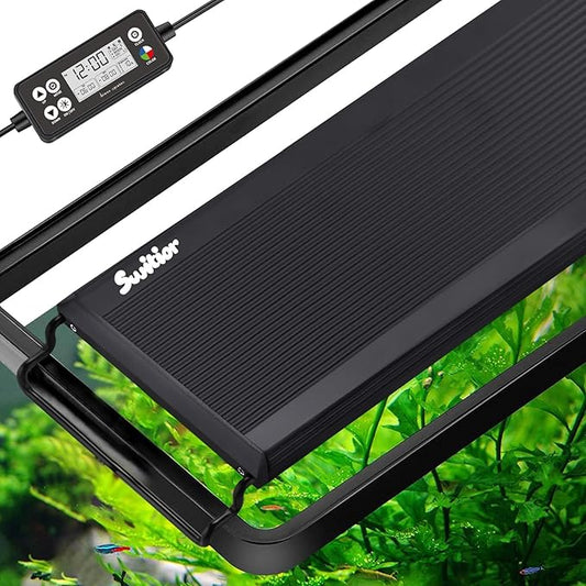 24/7 LED Aquarium Light, IP68 Waterproof Extendable Bracket Fish Tank Light with Timer, 7 Colors, 10 Level Adjustable Brightness, DIY Mode Full Spectrum Aquarium Plant Light for 18-24 Inch Fish Tank-PawvioPets