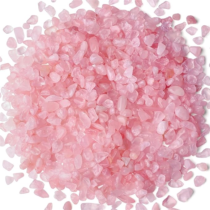 1lb Rose Quartz Aquarium Gravel Rocks Natural Tumbled Healing Crystal Chips Bulk Gemstones Tumbled Crushed Stones for Fountain Vase Filler Planters Decorative Fish Tank Potted Reiki Energy Balancing-PawvioPets