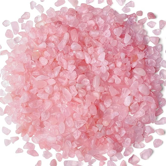 1lb Rose Quartz Aquarium Gravel Rocks Natural Tumbled Healing Crystal Chips Bulk Gemstones Tumbled Crushed Stones for Fountain Vase Filler Planters Decorative Fish Tank Potted Reiki Energy Balancing-PawvioPets