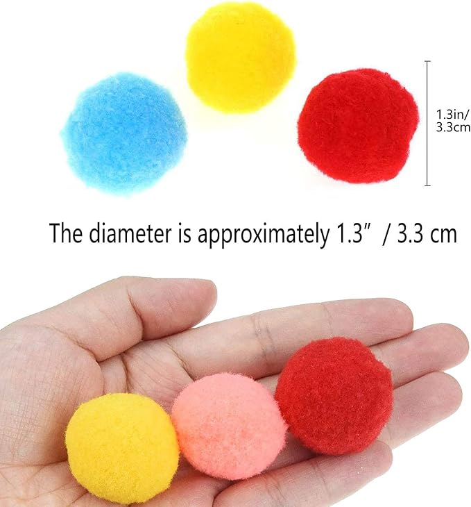 30Pcs 1.3 Inch Cat Toy Balls Soft Kitten Pompom Toys Indoor Cats Interactive Playing Quiet Ball Cats Favorite Toy, Cat Pom Pom Balls for Craft DIY Creative Crafts Decorations (Assorted Color)-PawvioPets