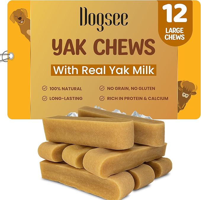 Dogsee Original Yak Cheese Himalayan Dog Chews 3lb (Large - 12 Bars) | 100% All Natural | Dog Treats Large Breed | Dog Chews Long Lasting for Aggressive Chewers | High Protein Dental Sticks-PawvioPets