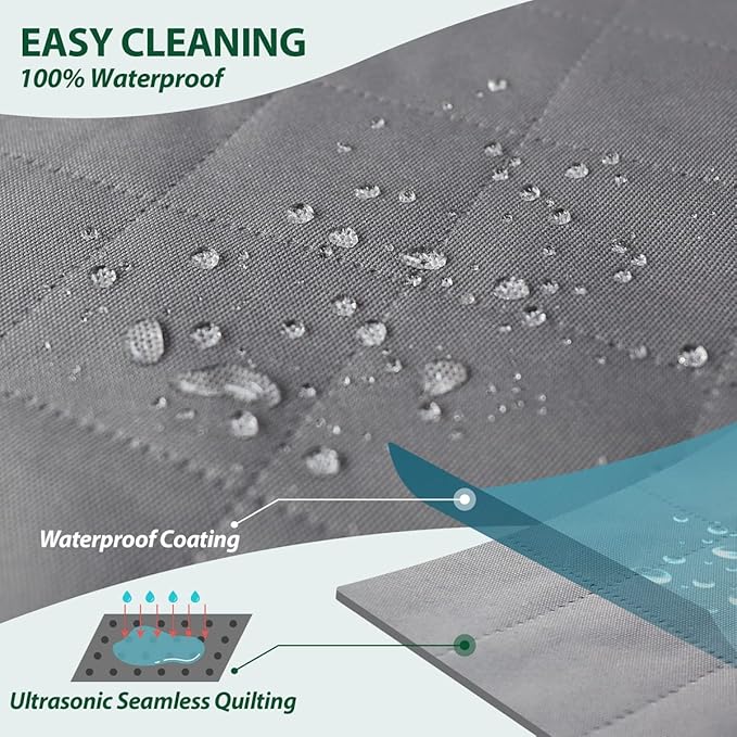 Dog Car Front Seat Cover with Side Flaps & Buckle Straps for Pet, 100% Waterproof 600D Oxford Single Seat Protector Heavy Duty Quilted Scratch Proof, Universal Size for SUV Truck, Grey-PawvioPets