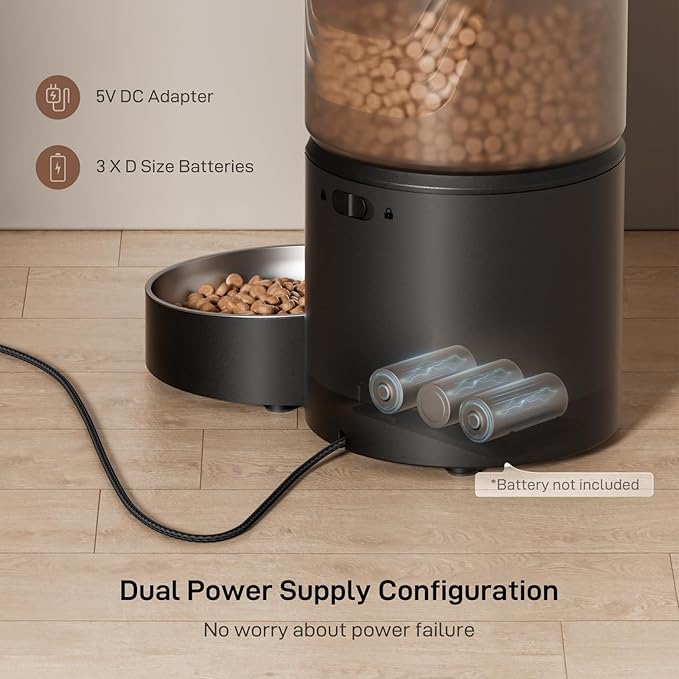 Automatic Cat Feeder: 3L Auto Food Dispenser with Timed Feeding| 6 Meal Programmable& 1-20 Portion Precise Control- Easy to Clean for Cat Indoor| Desiccant Keep Food Fresh with Staiess Bowl-PawvioPets