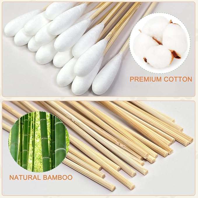 200-Pack of Long, Large Dog Ear Swabs with Bamboo Sticks: Perfect for Dog Ear Cleaning and Infection Treatment. Gentle, Effective, and Eco - Friendly for Pet Hygiene-PawvioPets