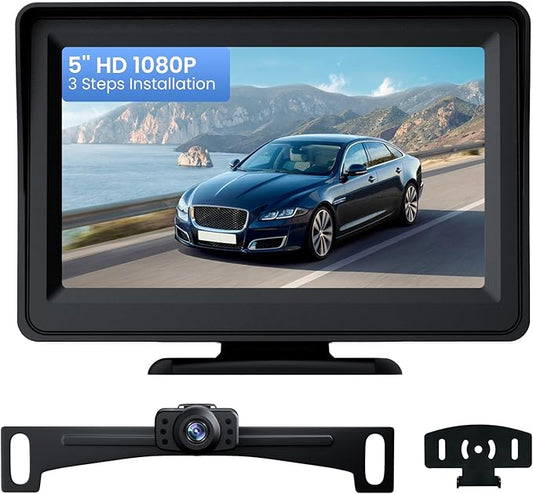 5'' HD 1080P Backup Camera, Backup Camera for Car, Reverse Rear Camera with Night Version 130° Wide Angle, Waterproof, Strong Signal for Car, Van, Truck, Trailer-PawvioPets