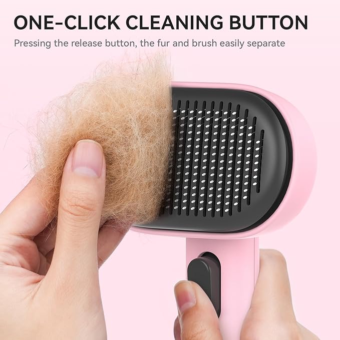 Aumuca Cat Brushes for Indoor Cats, Dog Hair Brush for Shedding, Cat Brush for Long or Short Haired Cats, Cat Grooming Deshedding Brush for Dog Kitten Horse Massage Removes Loose Fur, Pink-PawvioPets