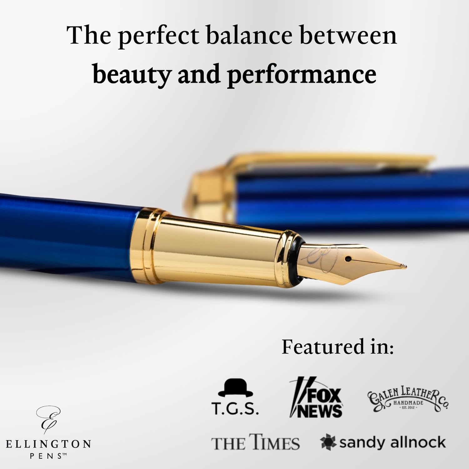 Ellington Pens Luxury Fountain Pen Set- Fountain Pens for Writing - Smooth Extra Fine Nib - Includes Refillable Ink Converter, 3 Ink Cartridges [Black & Blue], Gift Box - Elegant Calligraphy
