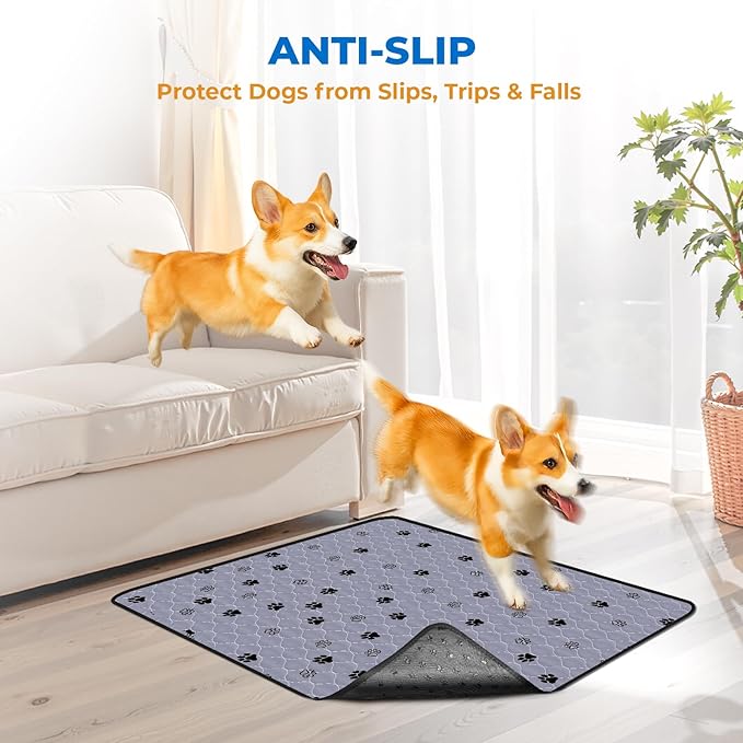 Fostanfly Non-Slip Washable Pee Pads for Dogs, 2 Pack Large 63"x63" Ultra-Absorbent and Leak-Proof Reusable Potty Training Pads for Dogs and Cats Puppy Pads-PawvioPets