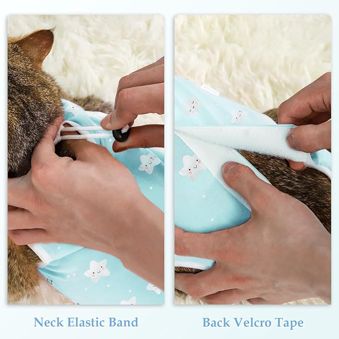 ANWA 2 Pack Cat Recovery Suit - Breathable Cat Onesie for Cats After Surgery Female, Kitten Surgery Recovery Suit Female Abdominal Wounds-PawvioPets