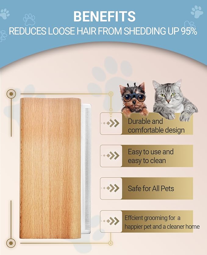 Dog Brush for Shedding | Pet Hair Removal Tool, Cat Grooming Supplies, Deshedding Dog Brush | Combs for cleaning and grooming short and long hair (L (5.3 Inch))-PawvioPets