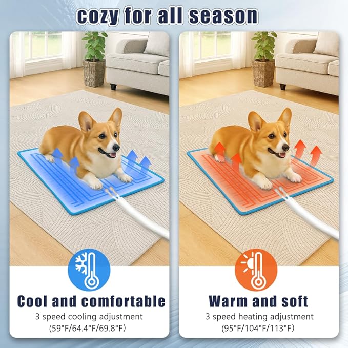 DuDuDog Electronic Self-Cooling and Heating Pet Mat for Dogs and Cats, Quiet Semiconductor Technology with Timed Water Circulation, 15.75 x 23.62 Inches-PawvioPets