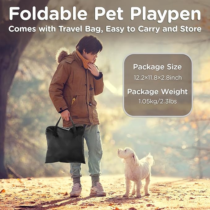 Foldable Pet Kitten Playpen, Upgrade Waterproof Portable Cat Dog Playpen Kennel Tent for Small Dog Cat, Removable Shade Cover, Indoor Outdoor Use for Small Pet, Brown-PawvioPets