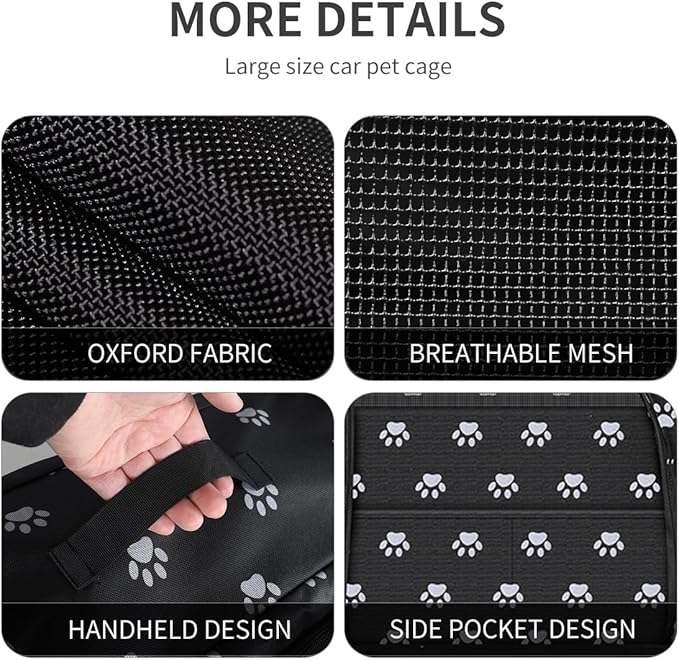 Double Cat Car Travel Carrier, Twin Compartment Show House Cat Cage/Condo，Portable Pet Crate for 2 Cats Travel Double Dog Crate Set for Long Distance Travel-PawvioPets