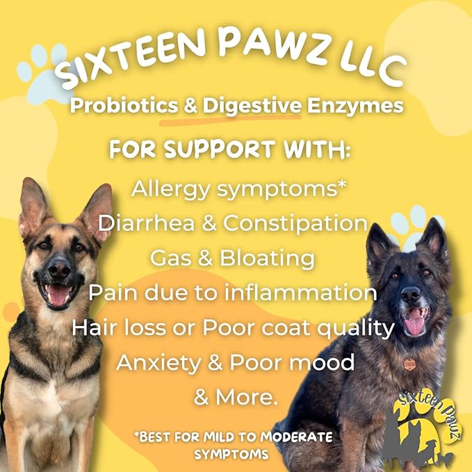 Dog & Cat Probiotics, Prebiotics, & Digestive Enzymes – Flavorless Powder for Gut Health, Allergies, Itchy Skin, Gas & Diarrhea – Organic, Vet-Approved – 65g Bottle (Up to 65 Servings)-PawvioPets