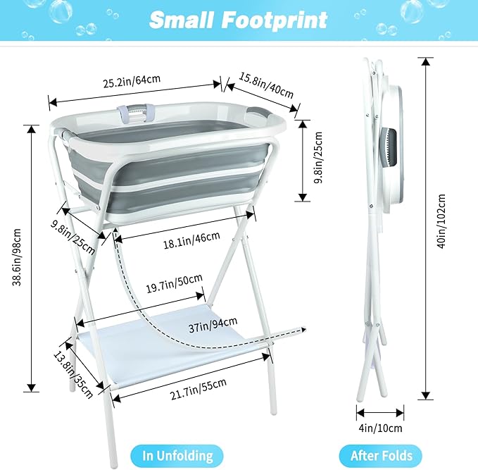 FHTONGE Elevated Dog Bathtub Grooming Station with Drain Adjustable Collar, 2 in 1 Collapsible Dogs Beautify Bathtub Portable Pet Washing Station, Pet Tub for Small Medium Dog Cat Shower Hairdressing-PawvioPets