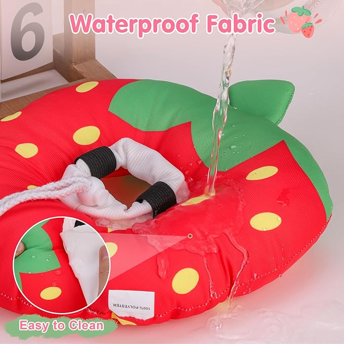 BEAUTYZOO Cat Cone Collars Soft, Cat Recovery E Collars After Surgery to Stop Licking, Adjustable Elizabeth Circle Collar Cute Pet Donut Pillow for Cats Kitten Small Dogs,Strawberry S-PawvioPets