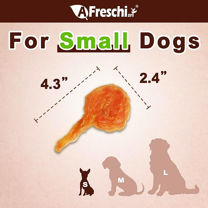 Afreschi Natural Turkey Tendon Lollipop 40 Units/Box, Dog Treat for Signature Series, All Natural Human Grade Puppy Chew, USA-Sourced Turkey Tendon, Rawhide Alternative-PawvioPets