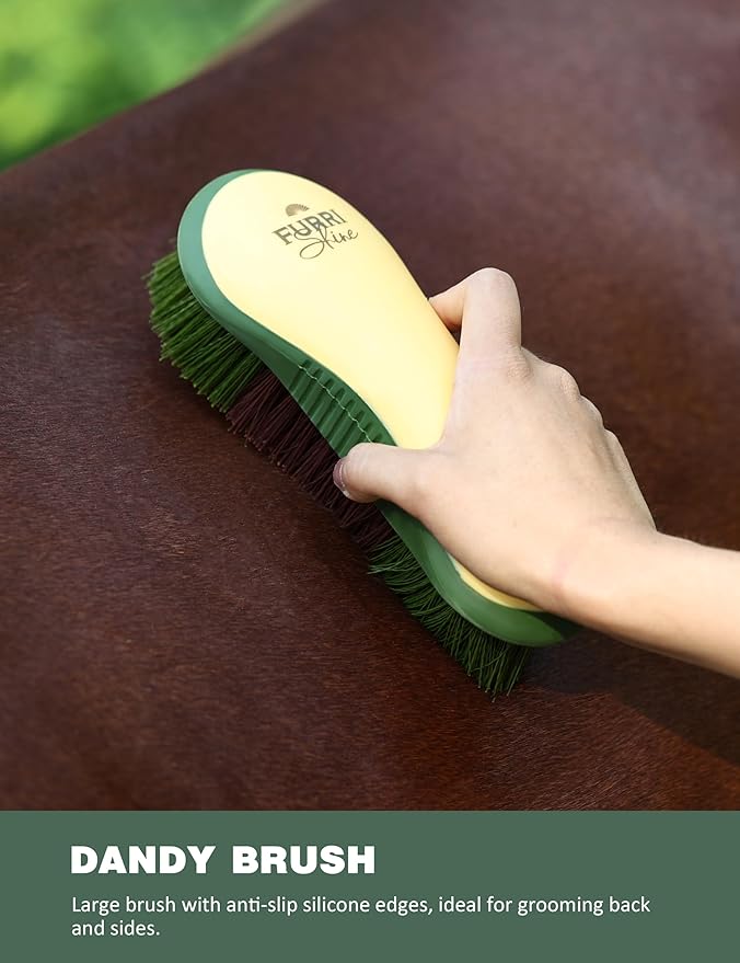 9PCS Horse Grooming Kit Curry Comb Sweat Scraper Horse Bathing Supplies Grooming Tools with Storage Bag Pasture Glow-PawvioPets
