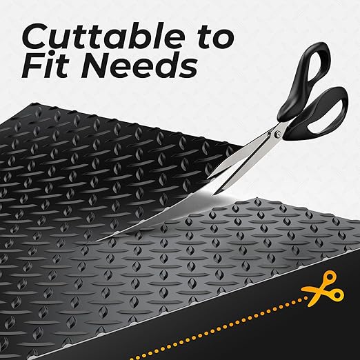 7.8 x 20 FT Garage Floor Mat, 2.8mm Thickness Diamond Plate Vinyl Garage Flooring Roll for Under Car, Large Size 156 SQFT for Large SUVs, MPV, Pickup Truck, Black-PawvioPets