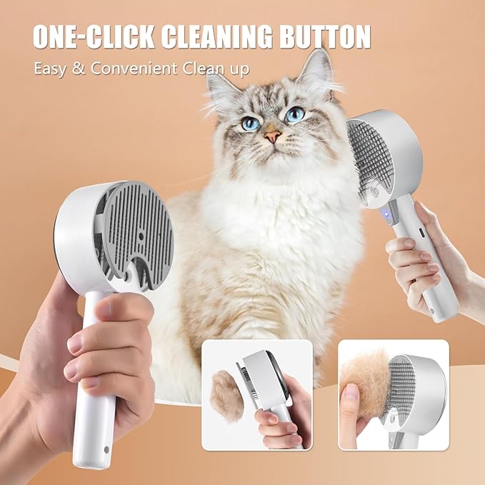 Cloud Care Cat Brush for Indoor Cat Steam Brush for Shedding Spritz Defur Comb for Cats Dogs Steam Brushes for Long Short Hair Cats Dogs Pet Steam Brushes for Massage Grooming Self-Cleaning-PawvioPets