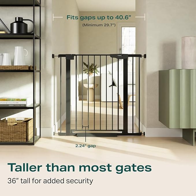 Cumbor 36" Extra Tall Baby Gate for Dogs and Kids with Wide 2-Way Door, 29.7-40.6" Width, and Auto Close Personal Safety for Babies and Pets, Fits Doorways, Stairs, and Entryways-PawvioPets