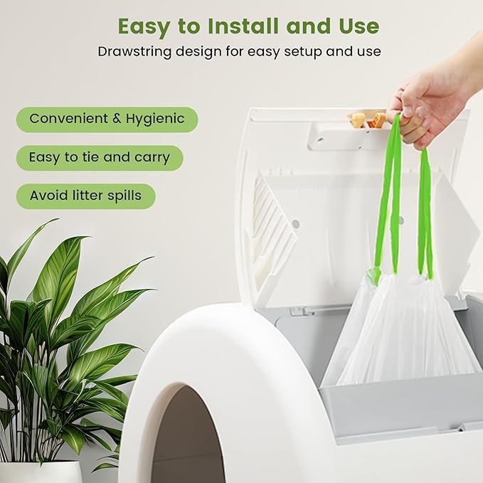 67 Count Cat Litter Bags for Pet Pura MAX Self-Cleaning Litter Box, Drawstring Kitty Liners for Automatic Waste Drawer Bin, Disposable Replacement Poop Trash Bag, Durable Leak-proof - 21 * 15.7 "-PawvioPets