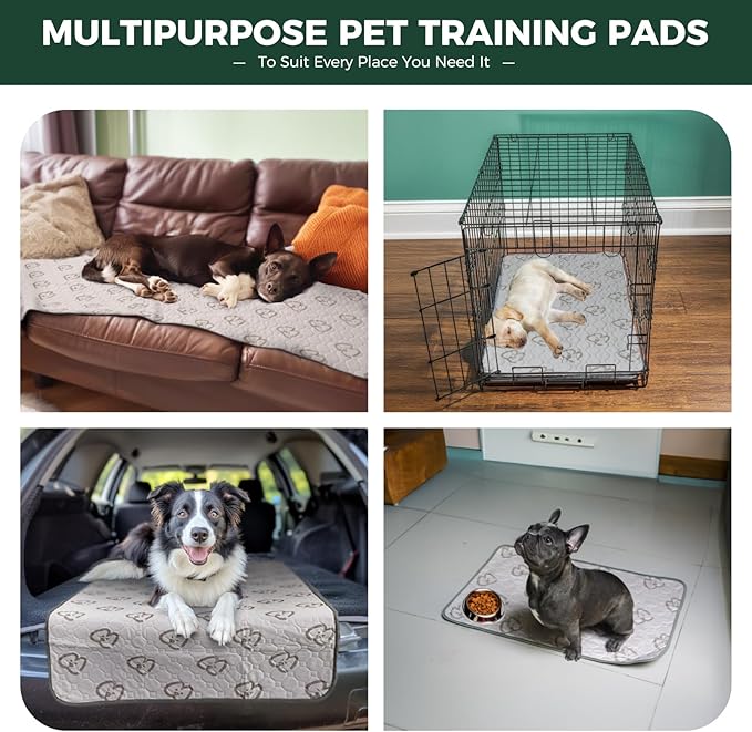 FXW Washable Pee Pads for Dogs, Puppy Pads with Super Absorbent, Specifically Designed for Potty Training, 70" × 30" Rectangle, Khaki, 2 Packs-PawvioPets