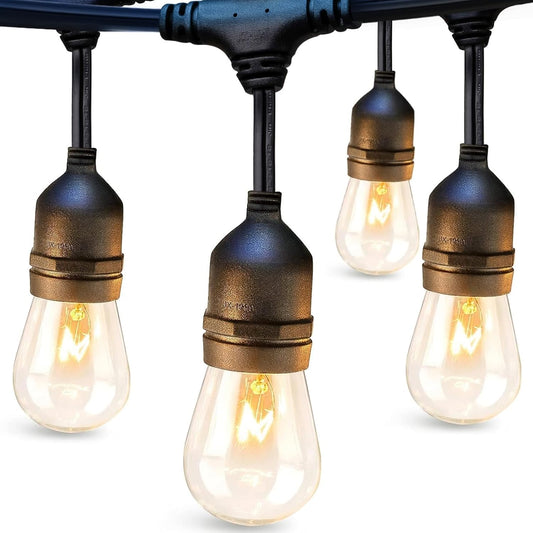 addlon 24FT Outdoor String Lights Commercial Grade Weatherproof Strand Edison Vintage Bulbs, ETL Listed Heavy-Duty Decorative Café Market Patio Lights for Bistro Classic Black