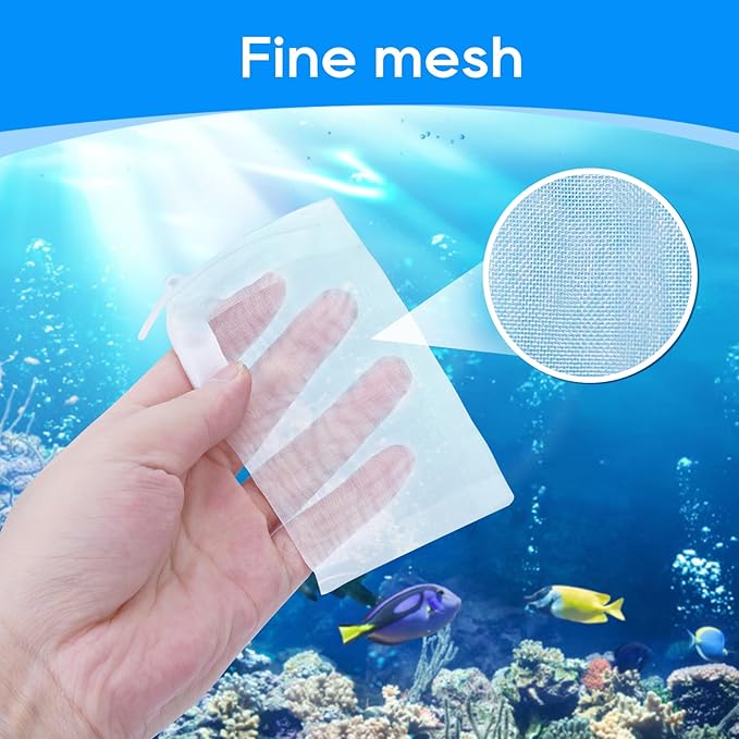 15PCS Media Bags for Aquarium, Extra Fine Mesh Bag Reusable Nylon Net Aquarium Filter Bags with Plastic Zipper for Extra Fine Resins Filter, 2.4 x 4 Inch-PawvioPets